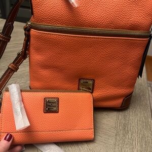 Dooney & Bourke Vibrant Orange Crossbody Bag and Wallet